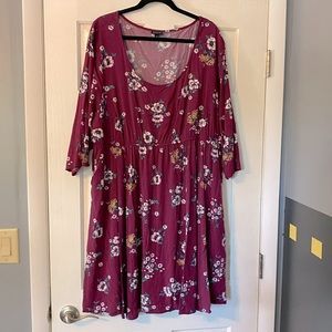 Maroon floral print dress